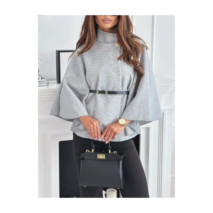 Women's Autumn Outerwear Casual Split Joint Dolman Sleeve Plain Stand Collar Cape Coat