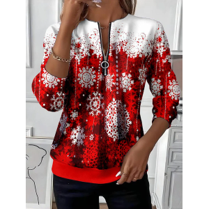 Women Christmas Crew Neck Printing Casual Spring/Fall Long Sleeve Sweatshirt