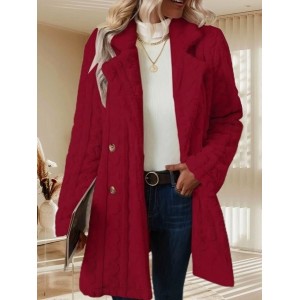 Women's Winter Outerwear Casual Plain Long Sleeve Fleece Coat