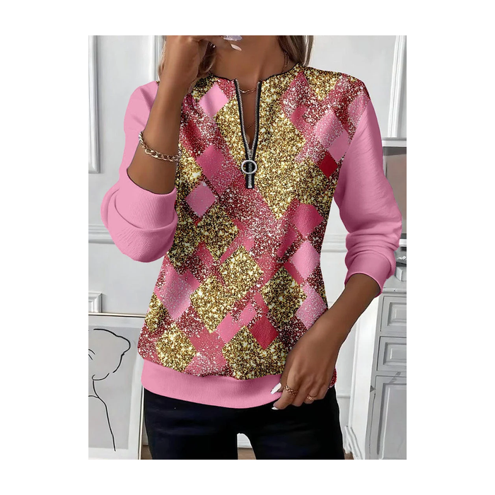 Women Abstract Crew Neck Printing Casual Spring/Fall Long Sleeve Sweatshirt