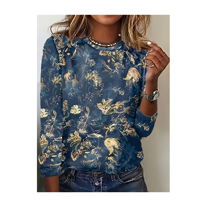 Women Floral Long Sleeve Tee T-shirt Crew Neck Printing Casual Spring/Fall Graphic Tee Top