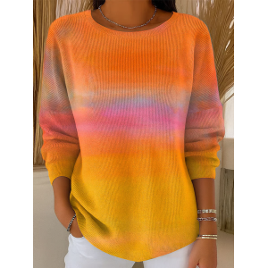 Women Abstract Printing Spring/Fall Casual Long Sleeve Crew Neck Sweater