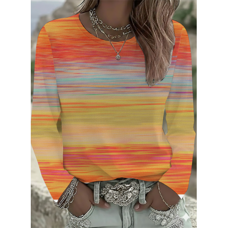 Women Abstract Long Sleeve Tee T-shirt Crew Neck Printing Casual Spring/Fall Graphic Tee Top