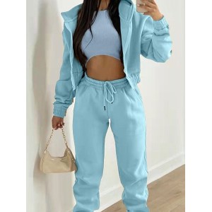 Women Plain Split Joint Matching Outfit Commuting Long Sleeve Casual Spring/Fall Multi-Piece Set Matching Set