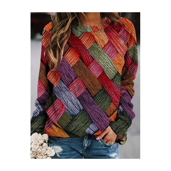 Women Abstract Long Sleeve Tee T-shirt Crew Neck Printing Casual Spring/Fall Graphic Tee Top