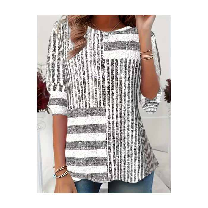 Women Striped Long Sleeve Tee T-shirt Crew Neck Casual Spring/Fall Tunic Top