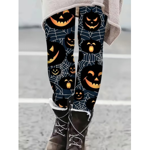 Women Halloween (pumpkin) Casual All Season Printing Long Leggings