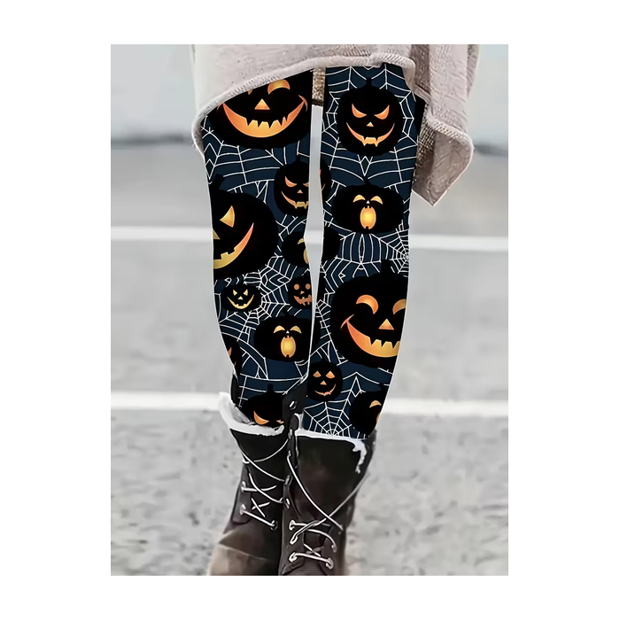 Women Halloween (pumpkin) Casual All Season Printing Long Leggings