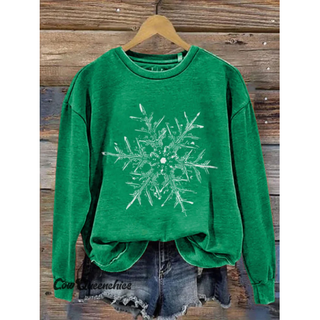 Women Christmas Crew Neck Printing Casual Spring/Fall Long Sleeve Sweatshirt