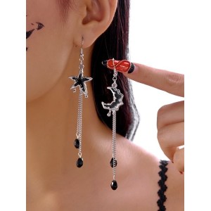 Halloween Tassel Spider Earrings Fashion Retro Halloween Star Moon Crystal Earrings
