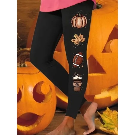 Women Maple Leaf Casual All Season Printing Long Leggings