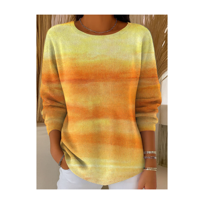 Women Abstract Printing Spring/Fall Casual Long Sleeve Crew Neck Sweater