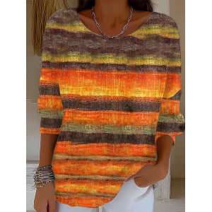 Women Abstract Printing Spring/Fall Casual Long Sleeve Crew Neck Sweater