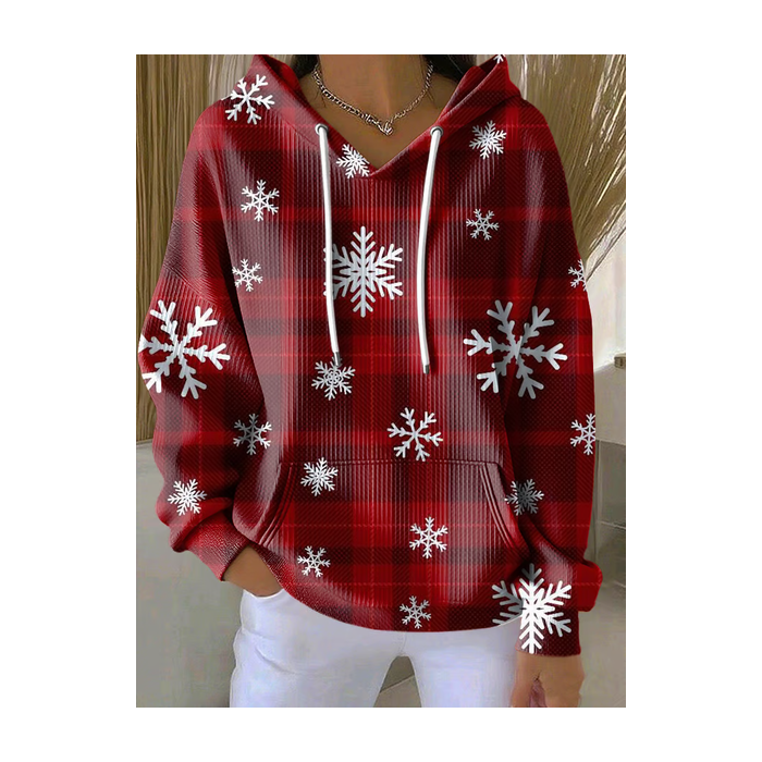 Women Plaid Spring/Fall Printing Long Sleeve Casual Holiday Hoodie