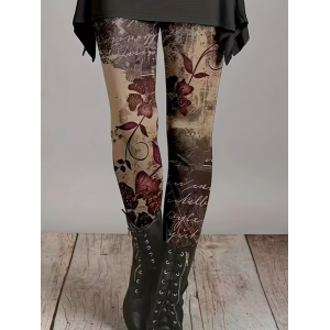 Women Floral Casual All Season Printing Long Leggings