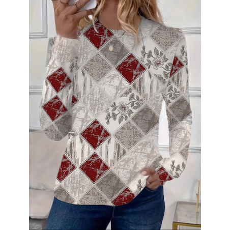 Women Floral Long Sleeve Tee T-shirt Crew Neck Printing Casual Spring/Fall Graphic Tee Top