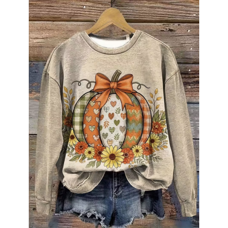 Women Floral Crew Neck Printing Casual Spring/Fall Long Sleeve Sweatshirt