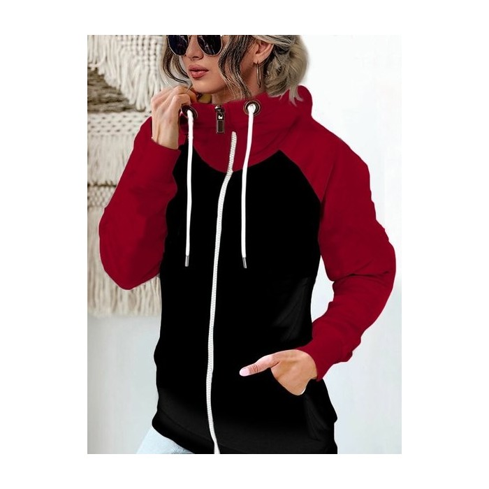 Women Spring/Fall Outerwear Vintage Split Joint Plain Long Sleeve Stand Collar Jacket