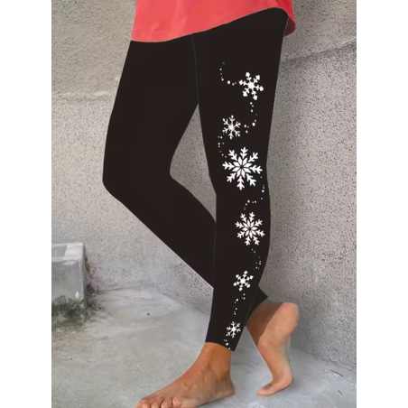 Women Christmas Casual All Season Printing Long Leggings