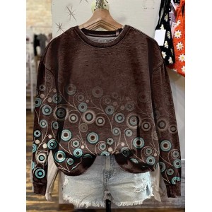Women Abstract Crew Neck Printing Casual Spring/Fall Long Sleeve Sweatshirt