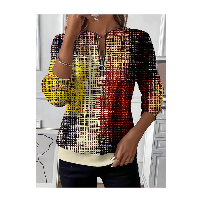 Women Abstract Crew Neck Printing Casual Spring/Fall Long Sleeve Sweatshirt