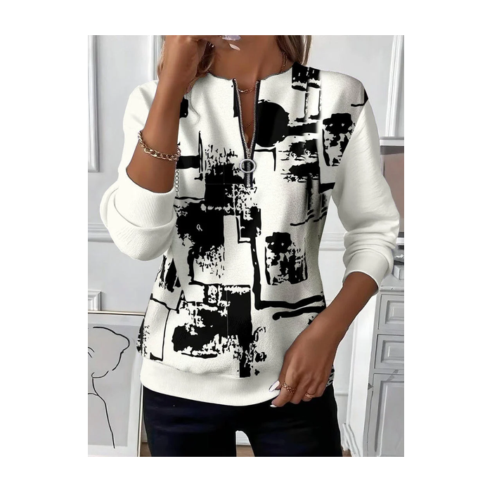 Women Abstract Crew Neck Printing Casual Spring/Fall Long Sleeve Sweatshirt