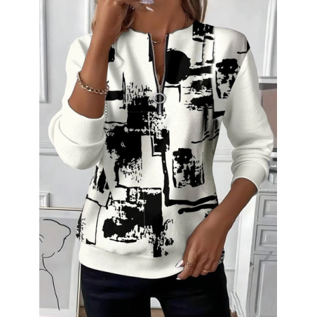 Women Abstract Crew Neck Printing Casual Spring/Fall Long Sleeve Sweatshirt