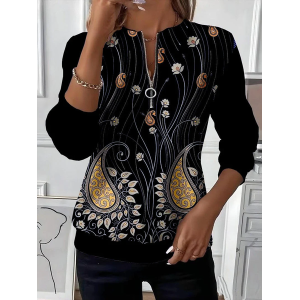 Women Floral Crew Neck Printing Casual Spring/Fall Long Sleeve Sweatshirt