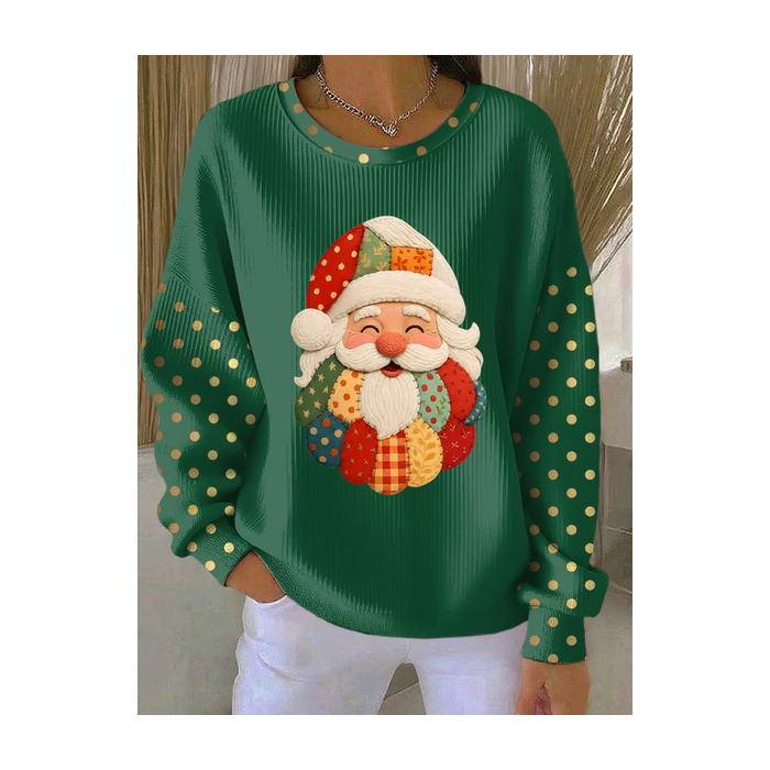 Women Santa Claus Crew Neck Printing Casual Spring/Fall Long Sleeve Sweatshirt