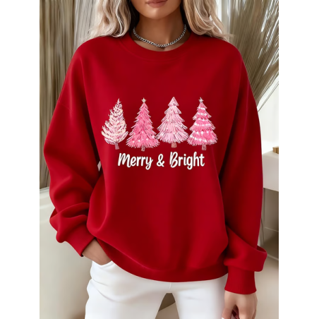 Women Christmas Crew Neck Printing Casual Spring/Fall Long Sleeve Sweatshirt