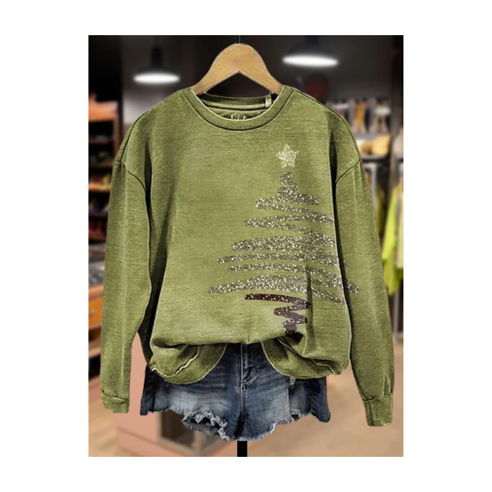 Women Christmas Crew Neck Printing Casual Spring/Fall Long Sleeve Sweatshirt