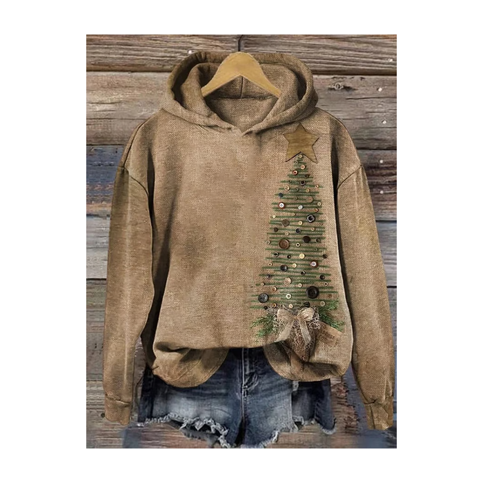 Women Christmas Spring/Fall Printing Long Sleeve Casual Daily Hoodie