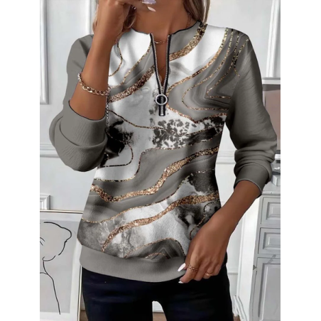 Women Abstract Crew Neck Printing Casual Spring/Fall Long Sleeve Sweatshirt