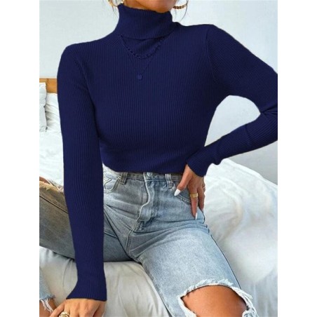 Light Luxury High-End Sweater Autumn And Winter Pile Collar Base Sweater Slim Fit Thick Base Sweater