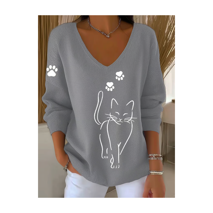 Women Plain Long Sleeve Tee T-shirt V Neck Casual Spring/Fall Top