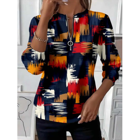 Women Abstract Crew Neck Printing Casual Spring/Fall Long Sleeve Sweatshirt