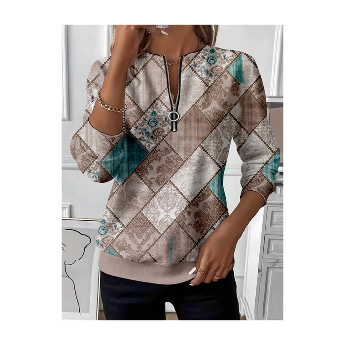 Women Floral Crew Neck Printing Casual Spring/Fall Long Sleeve Sweatshirt