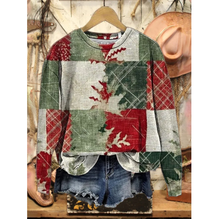 Women Abstract Crew Neck Printing Casual Spring/Fall Long Sleeve Sweatshirt