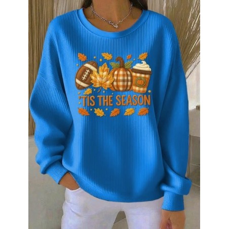 Women Maple Leaf Crew Neck Casual Spring/Fall Long Sleeve Sweatshirt
