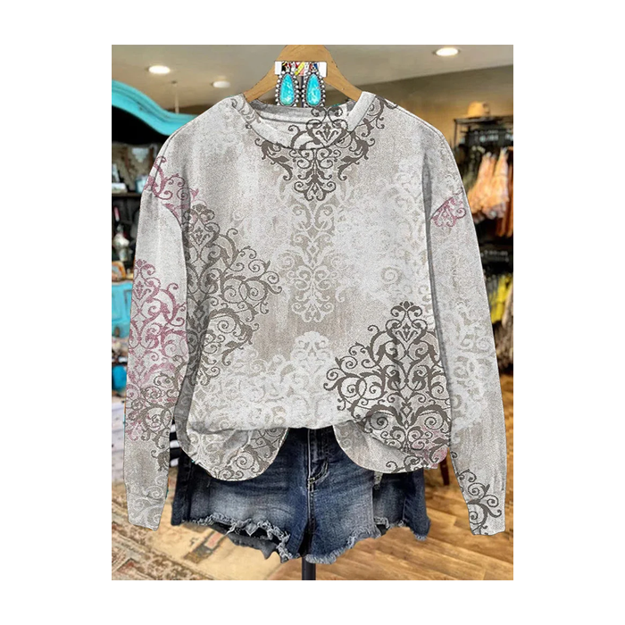 Women Floral Crew Neck Printing Casual Spring/Fall Long Sleeve Sweatshirt