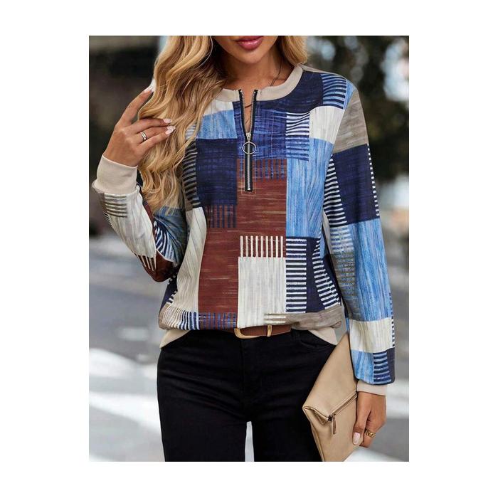 Women Abstract Crew Neck Printing Casual Spring/Fall Long Sleeve Sweatshirt