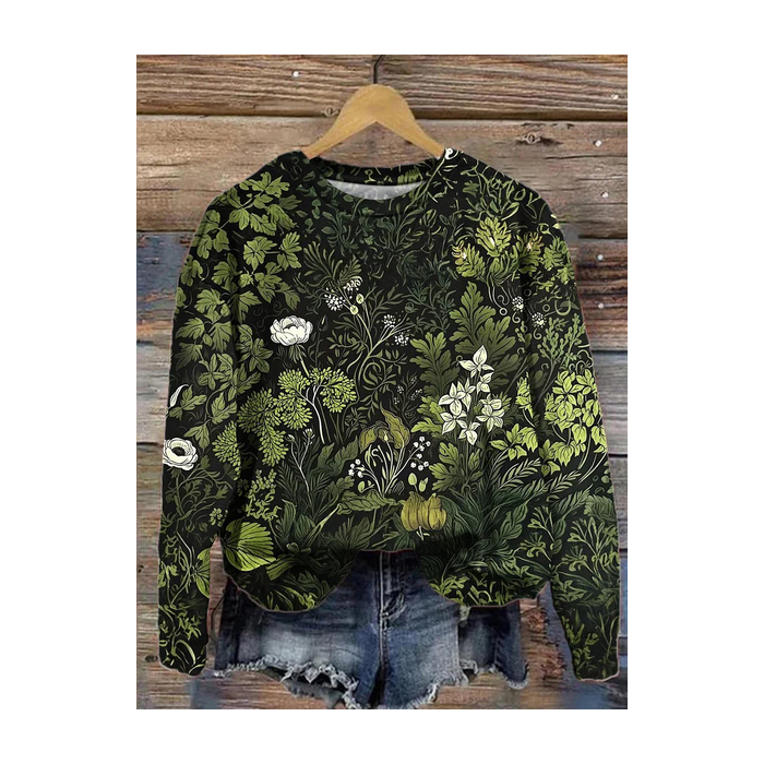Women Floral Crew Neck Printing Casual Spring/Fall Long Sleeve Sweatshirt