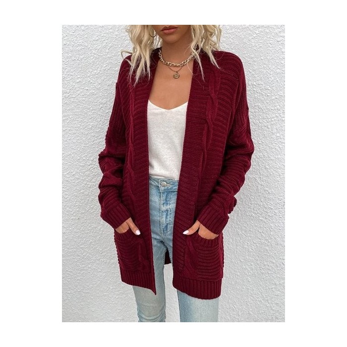 Women Plain Spring/Fall Cover-up Vintage Split Joint Lightweight Cardigan