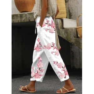Women Floral Long Pants Casual Spring/Fall Trousers