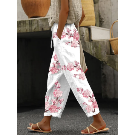 Women Floral Long Pants Casual Spring/Fall Trousers