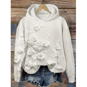 Women Floral Spring/Fall Printing Long Sleeve Casual Daily Hoodie