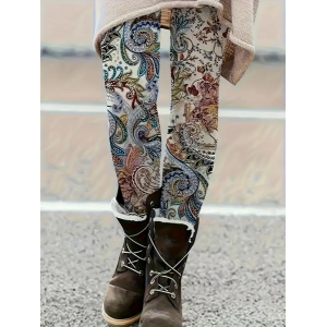 Women Floral Casual All Season Printing Long Leggings