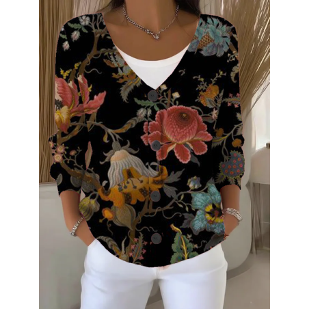 Women Floral Long Sleeve V Neck Casual Spring/Fall Cardigan Outerwear
