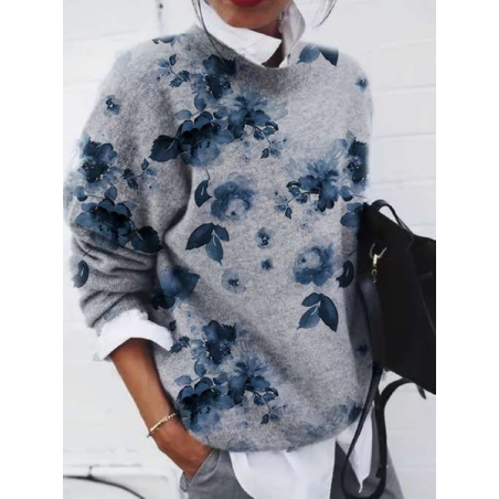 Women Abstract Printing Spring/Fall Casual Long Sleeve Crew Neck Sweater