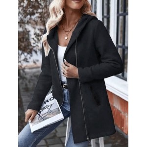Women Spring/Fall Outerwear Vintage Split Joint Plain Long Sleeve Stand Collar Jacket